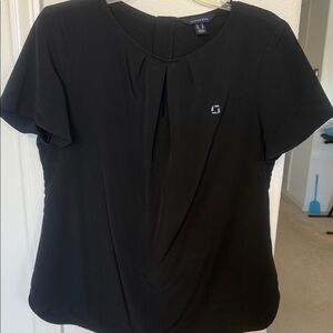 Lands' End Black Short Sleeve Blouse